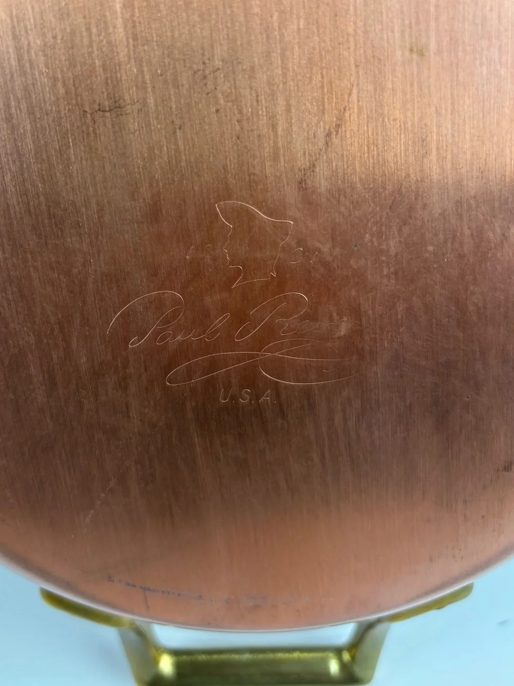 Vintage Paul Revere 1801 Signature Copper 8.5 inch Au Gratin Pan Brass Handles